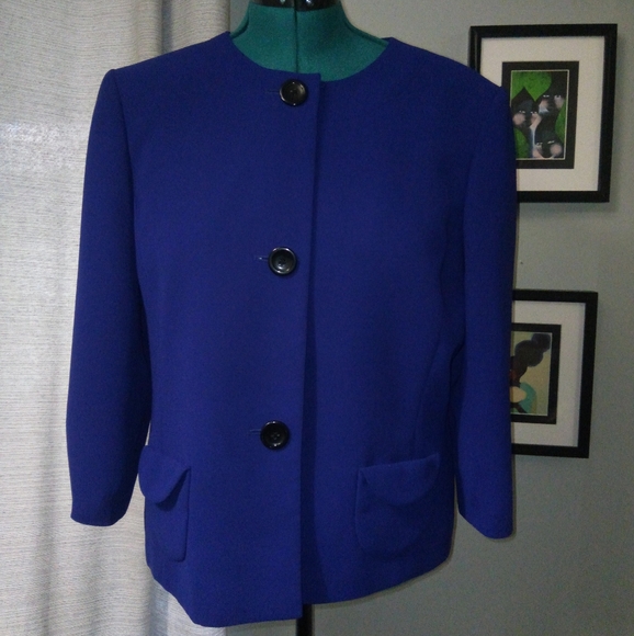 Jones Studio 3/4 Sleeve Blazer in Deep Purple Sz 16 - Picture 15 of 16